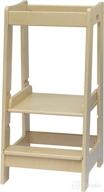 stepup baby montessori toddler tower: adjustable wooden step stool with safety rail for kitchen and beyond logo