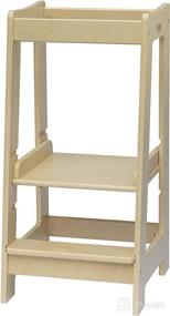 img 4 attached to Stepup Baby Montessori Toddler Tower: Adjustable Wooden Step Stool with Safety Rail for Kitchen and Beyond