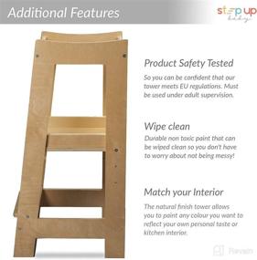 img 2 attached to Stepup Baby Montessori Toddler Tower: Adjustable Wooden Step Stool with Safety Rail for Kitchen and Beyond