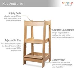 img 3 attached to Stepup Baby Montessori Toddler Tower: Adjustable Wooden Step Stool with Safety Rail for Kitchen and Beyond