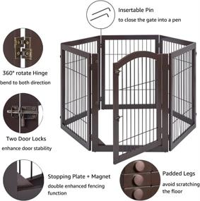 img 1 attached to 🐾 Unipaws Extra Wide Pet Playpen with Wood and Wire Construction - Freestanding Walk Through Dog Gate with Foldable Stairs Barrier - 6 Panels, 4 Support Feet - Ideal for Dogs, Cats, and Other Pets - Espresso