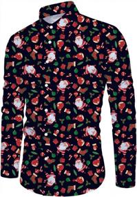img 4 attached to Приталенная рубашка Loveternal для мужчин с длинным рукавом на кнопках на Рождество и Хэллоуин