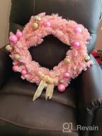 img 1 attached to Goplus 24" Pink Christmas Wreath With Ornament Balls & Golden Bow - Xmas Decor For Doorways, Windows, Walls & Fireplaces review by Craig Goodman