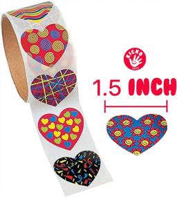 img 1 attached to Kicko Funky Heart Stickers Roll - 4 Rolls - Colorful Assorted Design Heart-Shape Stickers - For Party Favors, Arts And Crafts, School Project, Wall Decoration, Decorative Supply - 1.5 Inches