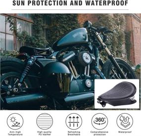 img 2 attached to DREAMIZER Motorcycle Crocodile Style Leather Saddle Solo Seat Cushion Spring: Perfect Fit for Shadow Chopper Bobber Custom Dyna Spirit ACE VT 1100 750 Sportster XL883 XL1200, Black