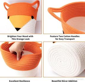 img 2 attached to 🧺 Set of 2 Annecy Cotton Rope Storage Baskets, Woven Fox Design - Organizer for Toys, Cat and Dog Supplies, Cute Animal Laundry Bin - Ideal for Nursery, Ideal Orange Baby Gift Basket