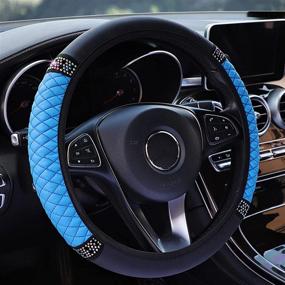 img 4 attached to AYNZKJ Diamond Leather Steering Wheel Cover For Women Girls Interior Accessories best - Steering Wheels & Accessories