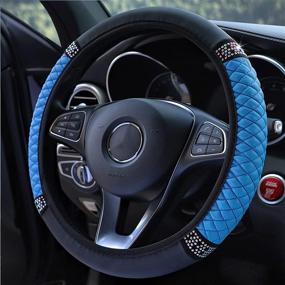 img 3 attached to AYNZKJ Diamond Leather Steering Wheel Cover For Women Girls Interior Accessories best - Steering Wheels & Accessories