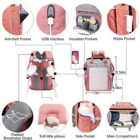 img 2 attached to 🎒 Large Capacity Waterproof Diaper Bag Backpack with Changing Station - 9-in-1 Multifunctional Design for New Moms, Ideal Baby Shower Gift and Travel Essential
