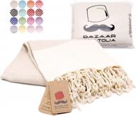 bazaar anatolia herringbone turkish towel - lightweight, quick dry 100% cotton peshtemal bath towel for travel, sauna, beach, gym and pool! logo
