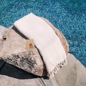 img 3 attached to Bazaar Anatolia Herringbone Turkish Towel - Lightweight, Quick Dry 100% Cotton Peshtemal Bath Towel For Travel, Sauna, Beach, Gym And Pool!