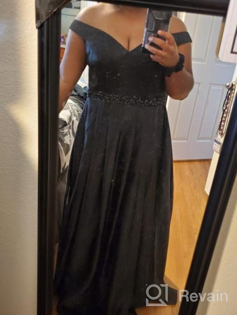 img 1 attached to 👗 YORFORMALS Off-The-Shoulder Beaded Satin Prom Dress: A-line, Long Evening Ball Gown with Pockets for Women review by Chris Prix