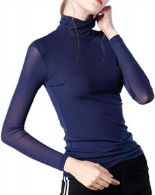 img 4 attached to Stylish & Sexy: Anbenser Women'S Sheer Mesh Turtleneck Top For Casual Chic Looks