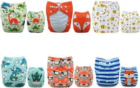 img 4 attached to 🌺 ALVABABY Mother's Day Baby Cloth Diapers One Size - Adjustable, Washable, Reusable - 6 Pack + 12 Inserts (6DM48)