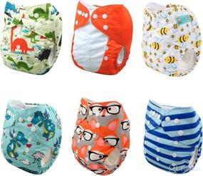 img 3 attached to 🌺 ALVABABY Mother's Day Baby Cloth Diapers One Size - Adjustable, Washable, Reusable - 6 Pack + 12 Inserts (6DM48)