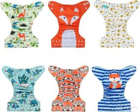img 2 attached to 🌺 ALVABABY Mother's Day Baby Cloth Diapers One Size - Adjustable, Washable, Reusable - 6 Pack + 12 Inserts (6DM48)