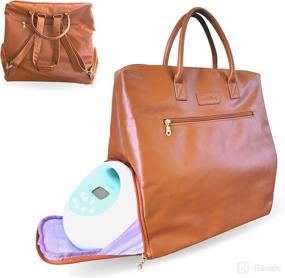 img 4 attached to Premium Breast Pump Bag with Laptop Pocket - Spacious Tote for Working Moms - Stylish Vegan Leather Backpack