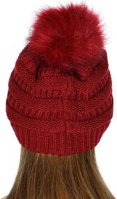 img 3 attached to Women'S CC Beanie Hat W/ Fur Pom Pom: Soft & Warm Cable Winter Hats For Women