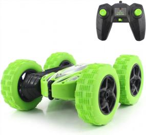 img 4 attached to Fisca RC Car Stunt Monster Truck - 4WD Double Sided Rotating Tumbling, 2.4GHz High Speed Rock Crawler With Headlights For Kids Ages 4-12