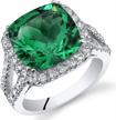 women's 925 sterling silver simulated emerald cushion cut ring, 6.50 carats, 11mm size 5-9 logo