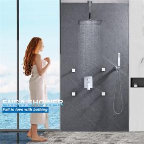 img 3 attached to Enga 12Inch Ceiling Rainfall Shower Faucet With Hand Shower Combo Set, Chrome - Body Jet Spray Rain Shower System