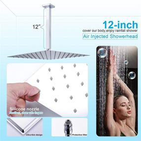 img 1 attached to Enga 12Inch Ceiling Rainfall Shower Faucet With Hand Shower Combo Set, Chrome - Body Jet Spray Rain Shower System