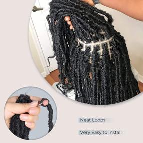 img 1 attached to 24 Inch Distressed New Faux Locs With Curly Ends - Niseyo Wild Locs 8 Packs Crochet Hair 2# Soft Butterfly Pre-Looped Deep Wavy End Handmade