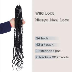 img 2 attached to 24 Inch Distressed New Faux Locs With Curly Ends - Niseyo Wild Locs 8 Packs Crochet Hair 2# Soft Butterfly Pre-Looped Deep Wavy End Handmade