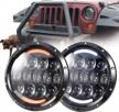 cowone 7" inch 105w led headlights with white drl amber turn signal compatible with1997-2018 jeep wrangler jk lj cj tj humber h1 h2 headlamps logo