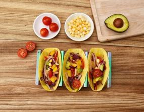 img 2 attached to Colorful Taco Holder Set Of 4 - Stainless Steel Taco Stand Tray By Titanium Plating - Perfect For Nachos, Burritos, And Fajitas - Ideal For Taco Tuesday