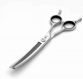 img 4 attached to Japanese Steel Curved Chunker Dog Grooming Scissors- 6.5 Inches With 25-30% Thinning Rate For Precise Hair Trimming Of Pets