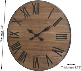 img 3 attached to 24-Inch Wooden Wall Clock With Roman Numerals - Silent Decor For Living Room, Kitchen, And Home Office