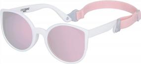 img 4 attached to Поляризованные солнцезащитные очки для малышей с ремешком — ретро-гибкая оправа «кошачий глаз» для детей от 0 до 24 месяцев