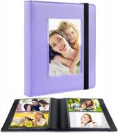 purple pu leather 4x6 photo album with window, holds 136 pictures, ideal for baby, wedding, family, children and anniversary photos logo