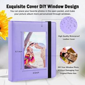 img 3 attached to Purple PU Leather 4X6 Photo Album With Window, Holds 136 Pictures, Ideal For Baby, Wedding, Family, Children And Anniversary Photos