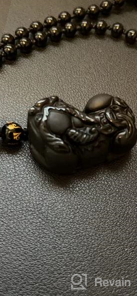 img 1 attached to Exquisite Handmade Natural Black Obsidian Gem Buddha Head Lion Dragon Turtle Pendant Necklace: Perfect Amulet for Men and Women review by Marco Huff