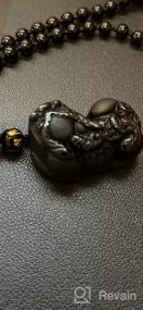 img 8 attached to Exquisite Handmade Natural Black Obsidian Gem Buddha Head Lion Dragon Turtle Pendant Necklace: Perfect Amulet for Men and Women