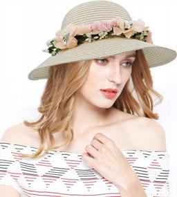 img 3 attached to Lovful Fashion Flower Lace Ribbon Wide Brim Caps Summer Beach Sun Protective Hat Straw Hats For Women