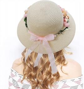 img 2 attached to Lovful Fashion Flower Lace Ribbon Wide Brim Caps Summer Beach Sun Protective Hat Straw Hats For Women