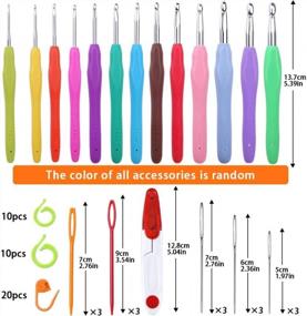img 3 attached to 77 Piece Crochet Hook Set - Ergonomic Aluminum Crochet Hooks with Knitting 🧶 Needles, Large Eye Blunt Needles, Colorful Crochet Needles, Plastic Stitch Markers, and Convenient Case