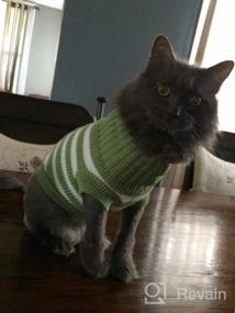 img 7 attached to Очень тянущийся и мягкий полосатый свитер в стиле котика для кошек и маленьких собак - вязаная одежда Evursua для самцов и самок (S, синий) - сохраняющая их теплыми и модными