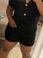 img 1 attached to Women'S V Neck Button Rompers Short Sleeve Sexy Loose Jumpsuit With Knot Tie And Pockets review by Ashley Gauthier