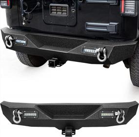 img 4 attached to Upgrade Your Jeep With LEDKINGDOMUS Rear Bumper: Fits 07-18 Wrangler JK And Unlimited With LED Lights And Hitch Receiver In Textured Black