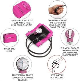 img 3 attached to PARAMED Aneroid Sphygmomanometer – Manual Blood Pressure Cuff With Universal Cuff 8.7 - 16.5" And D-Ring – Carrying Case In The Kit – Pink – Stethoscope Not Included