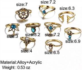 img 3 attached to 9-Piece Vintage Anchor Mermaid Knuckle Stacking Midi Rings Set (Rg001866)