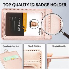 img 2 attached to Rose Gold Leather ID Holder With Retractable Lanyard For Work And School ID Cards - Teskyer Badge Holder Featuring Front Window And Back Card Slot