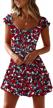 yobecho women's summer ruffle sleeve sweetheart neckline printing dress mini dress logo