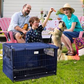 img 3 attached to 🐶 Durable Dog Crate Cover - Fits 24-48 Inches Wire Crate - Heavy Duty Oxford Fabric - For Medium & Large Dogs with 1-3 Doors