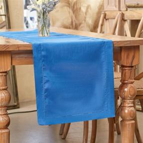 img 1 attached to Navy Blue Handmade Linen Table Runner - 16 X 126 Inches Long - Machine Washable