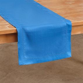 img 3 attached to Navy Blue Handmade Linen Table Runner - 16 X 126 Inches Long - Machine Washable